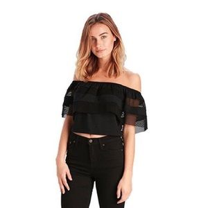 NWOT Off the Shoulder Mesh Crop Top